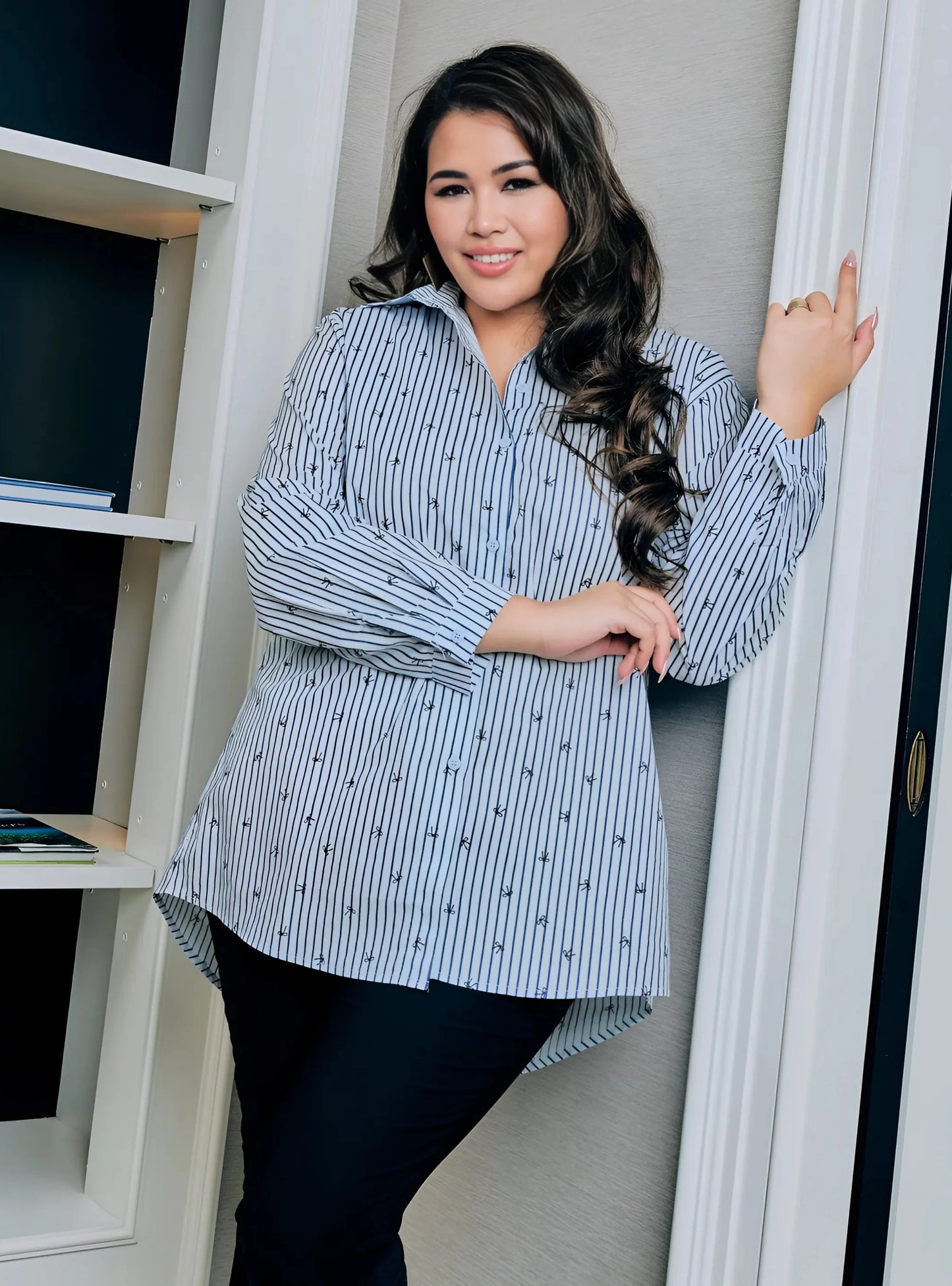 Kemeja Vivian Ribbon Striped