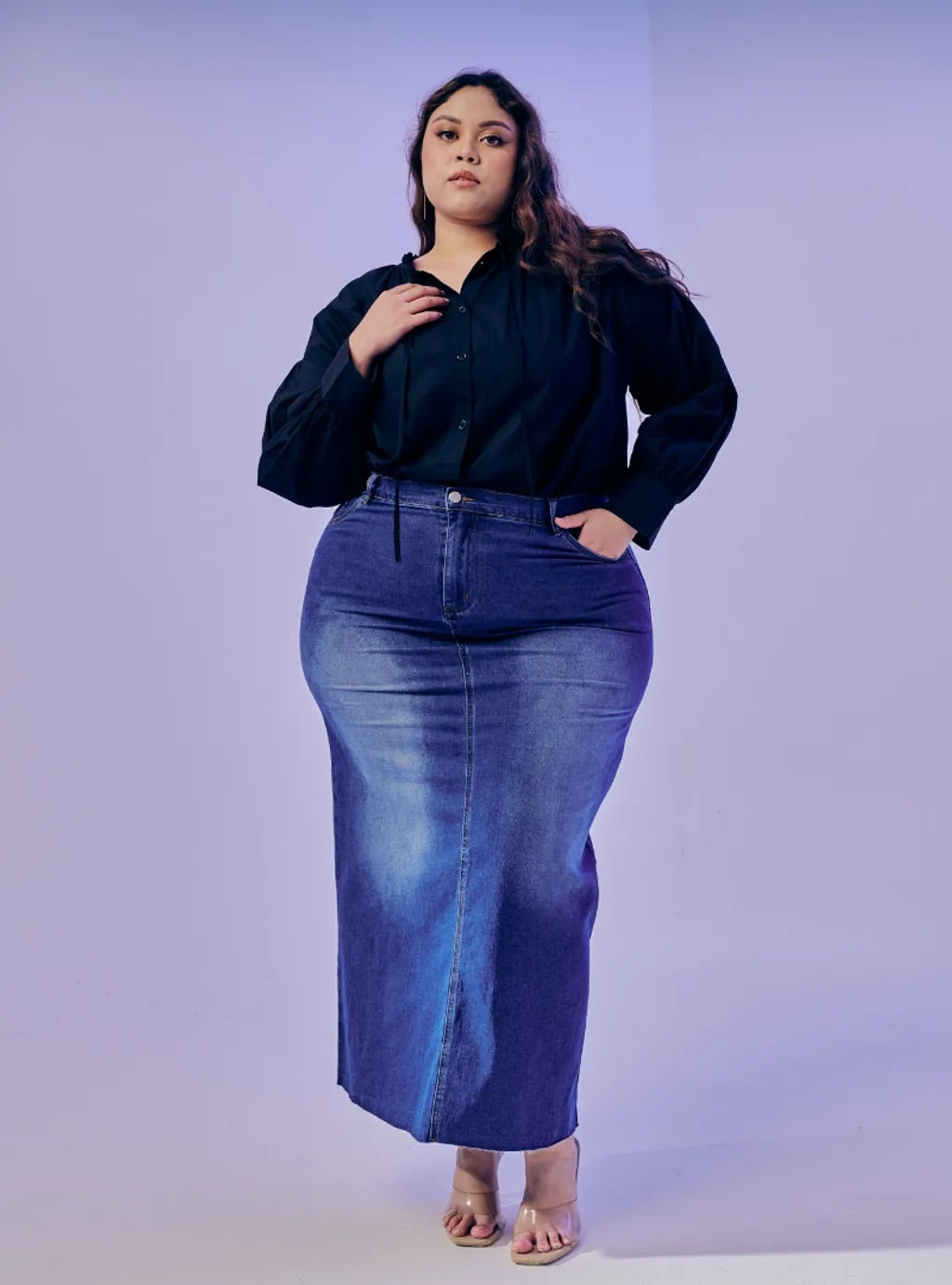 Rok Tasha Denim Long Skirt