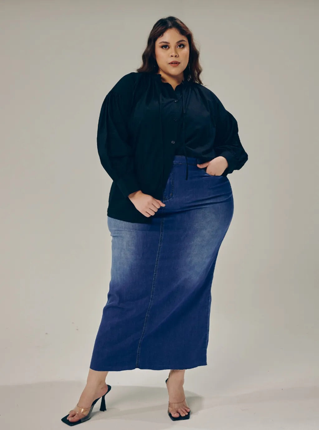 Rok Tasha Denim Long Skirt