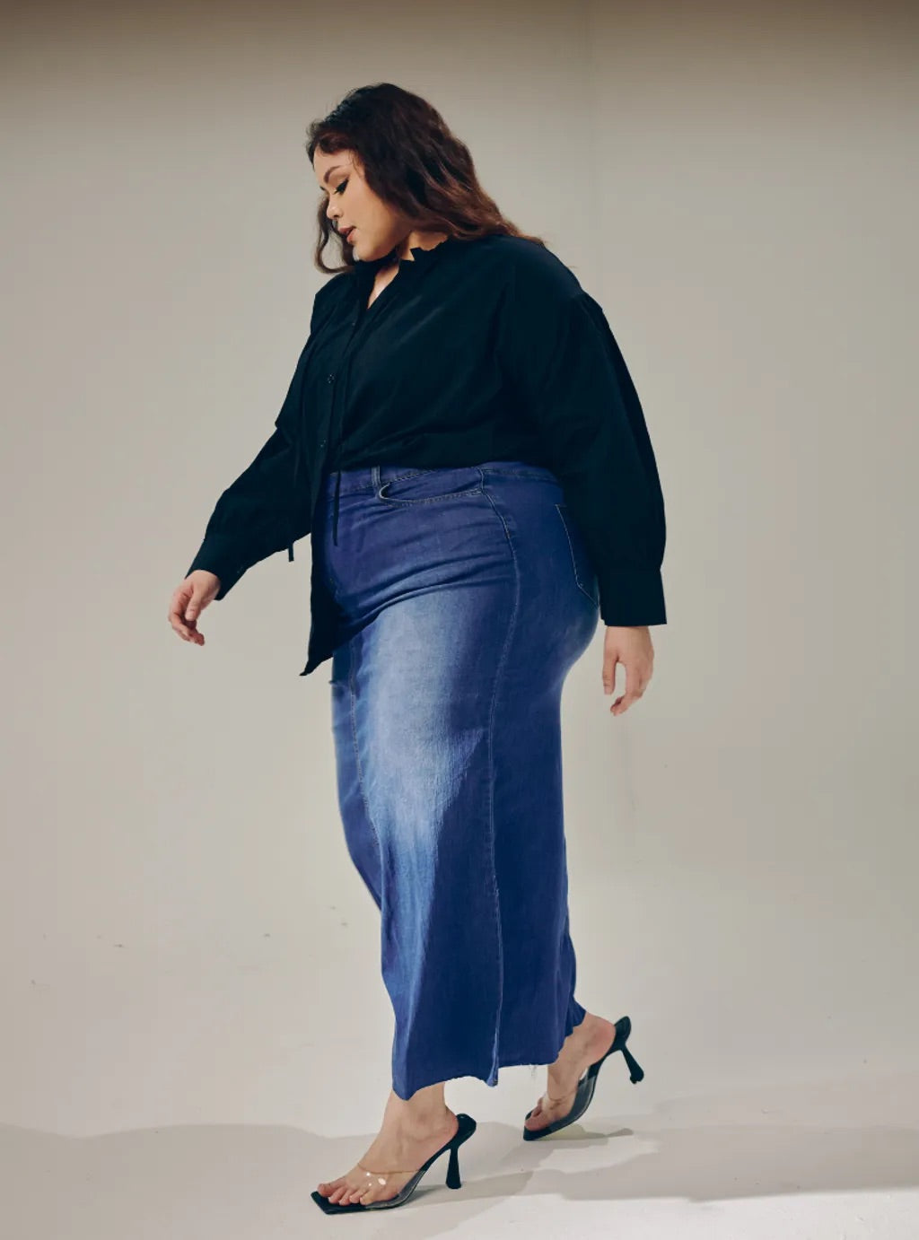 Rok Tasha Denim Long Skirt