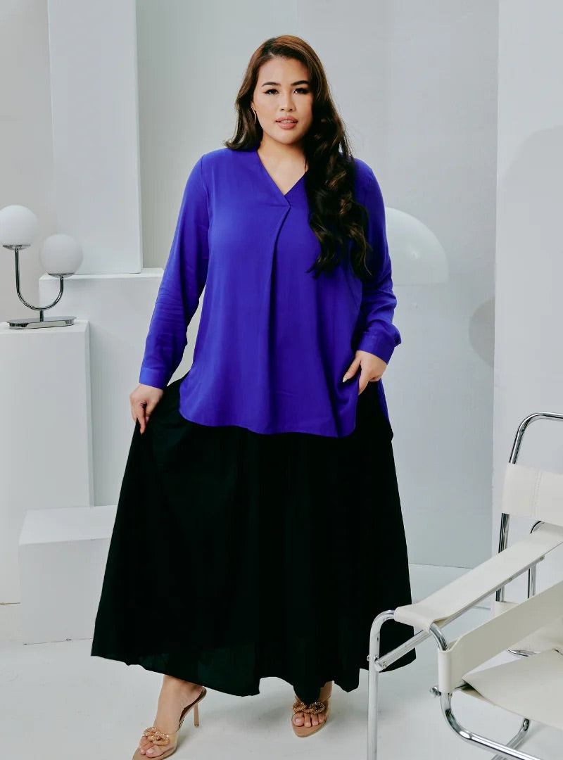 Kemeja Mandarin Collar Oversized Shirt - Blue Series