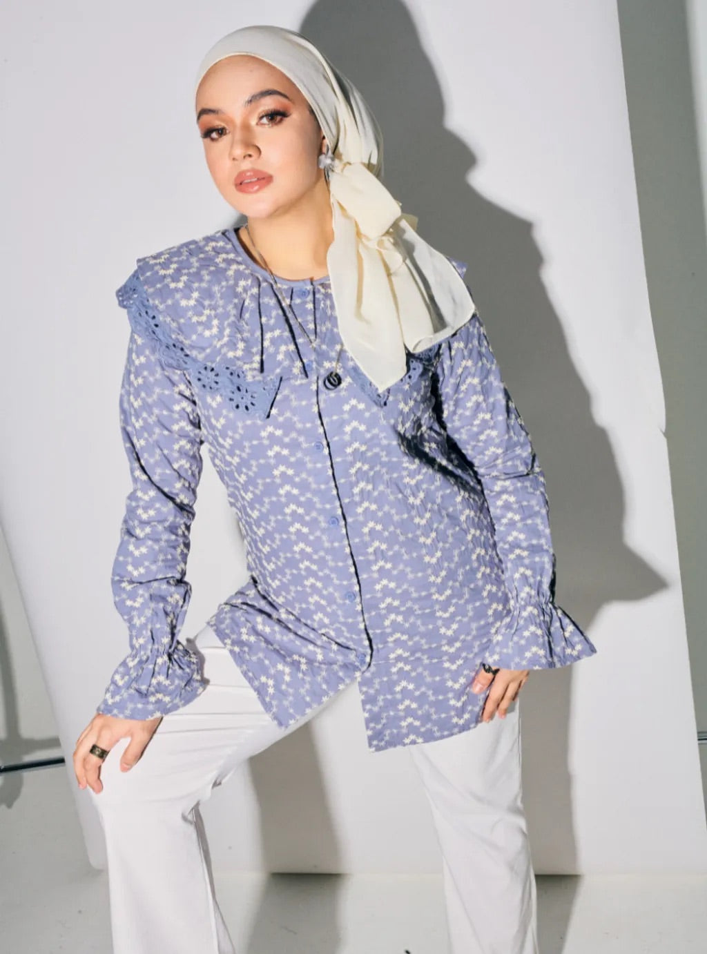 Atasan Maisara Eyelet Ruffles Top