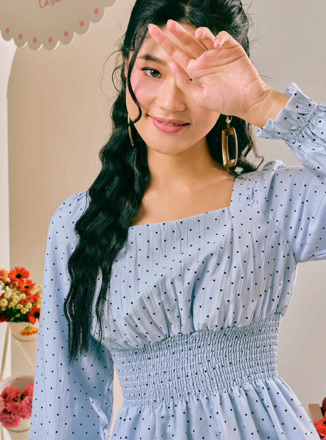 PO Kenna Smocked Peplum Top