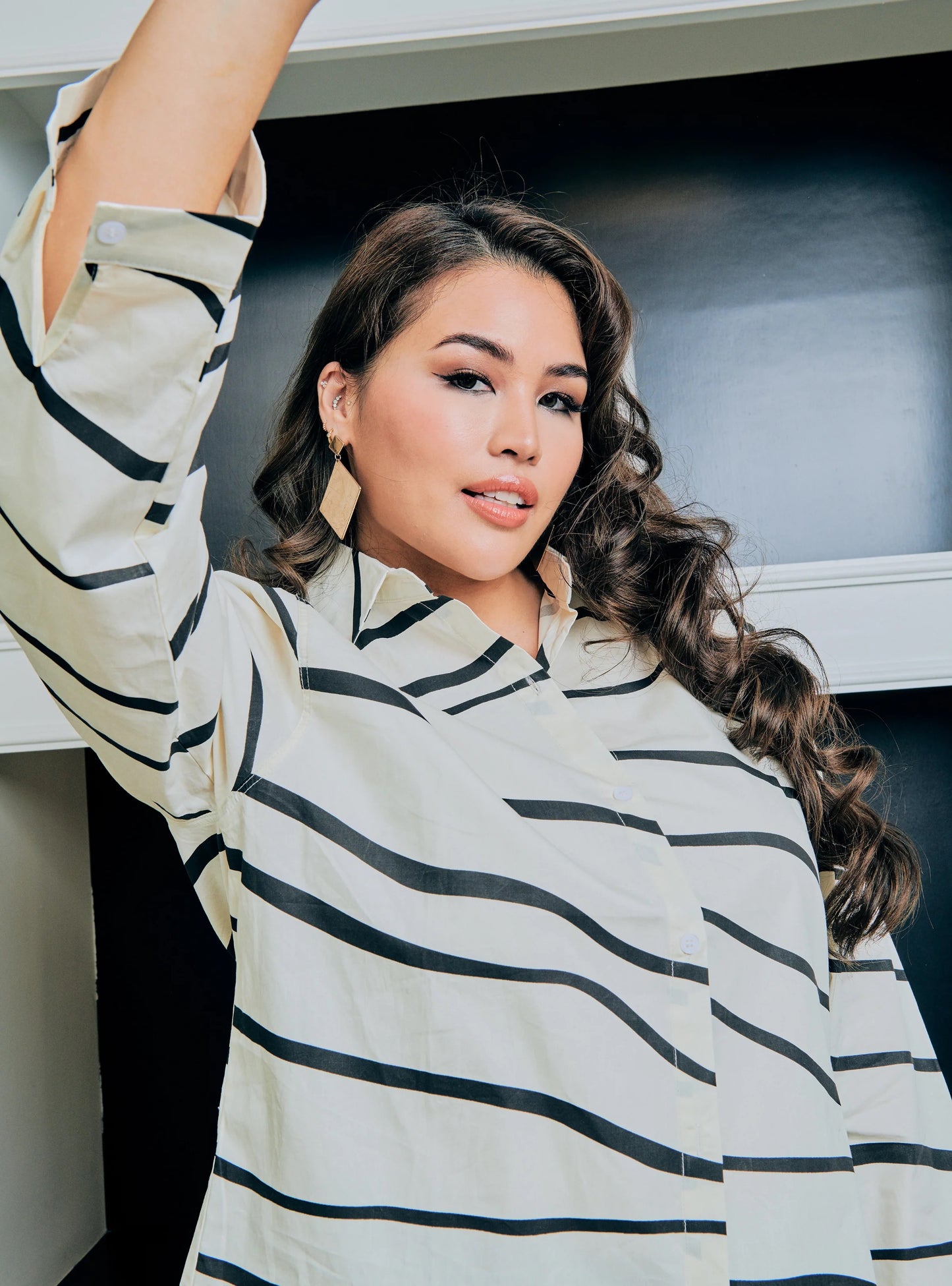 Kemeja Dakota Leopard Striped Shirt