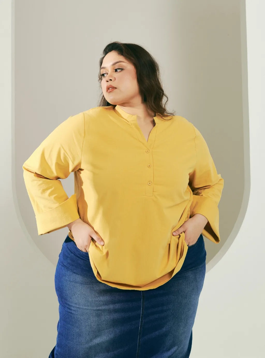 Kemeja Jasper Mandarin Collar Basic Shirt