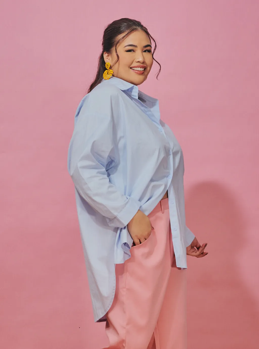 Curva Fabulous - Dropped Shoulder Oversized Shirt - The Bloo Series - CURVA FABULOUS INDONESIA - Shirts & Tops