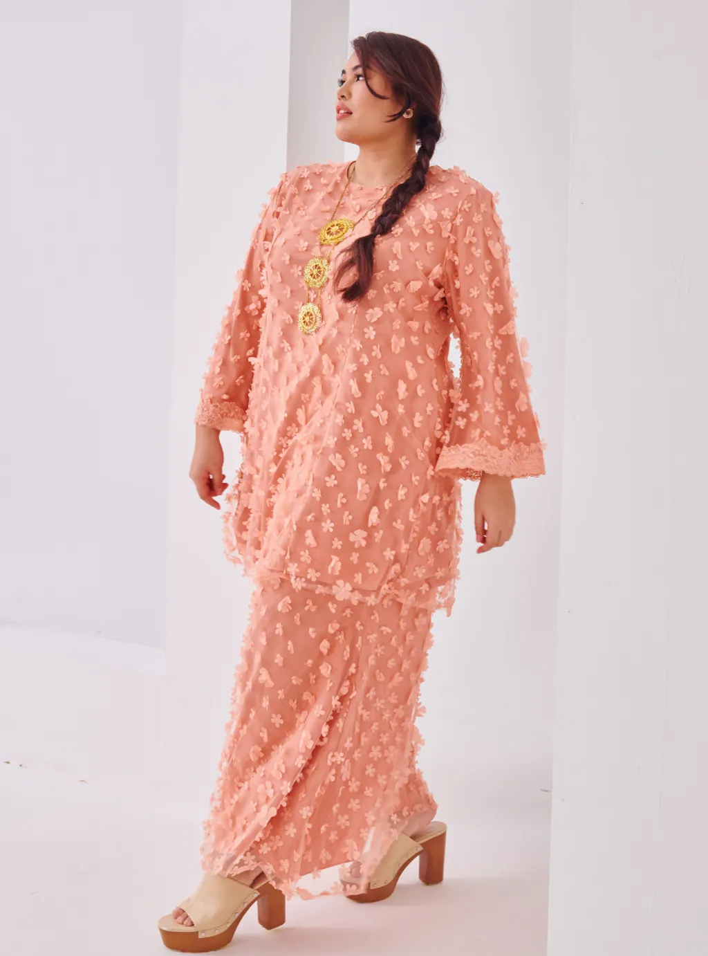 Setelan Tun Sharifah 3D Flower Lace Kurung