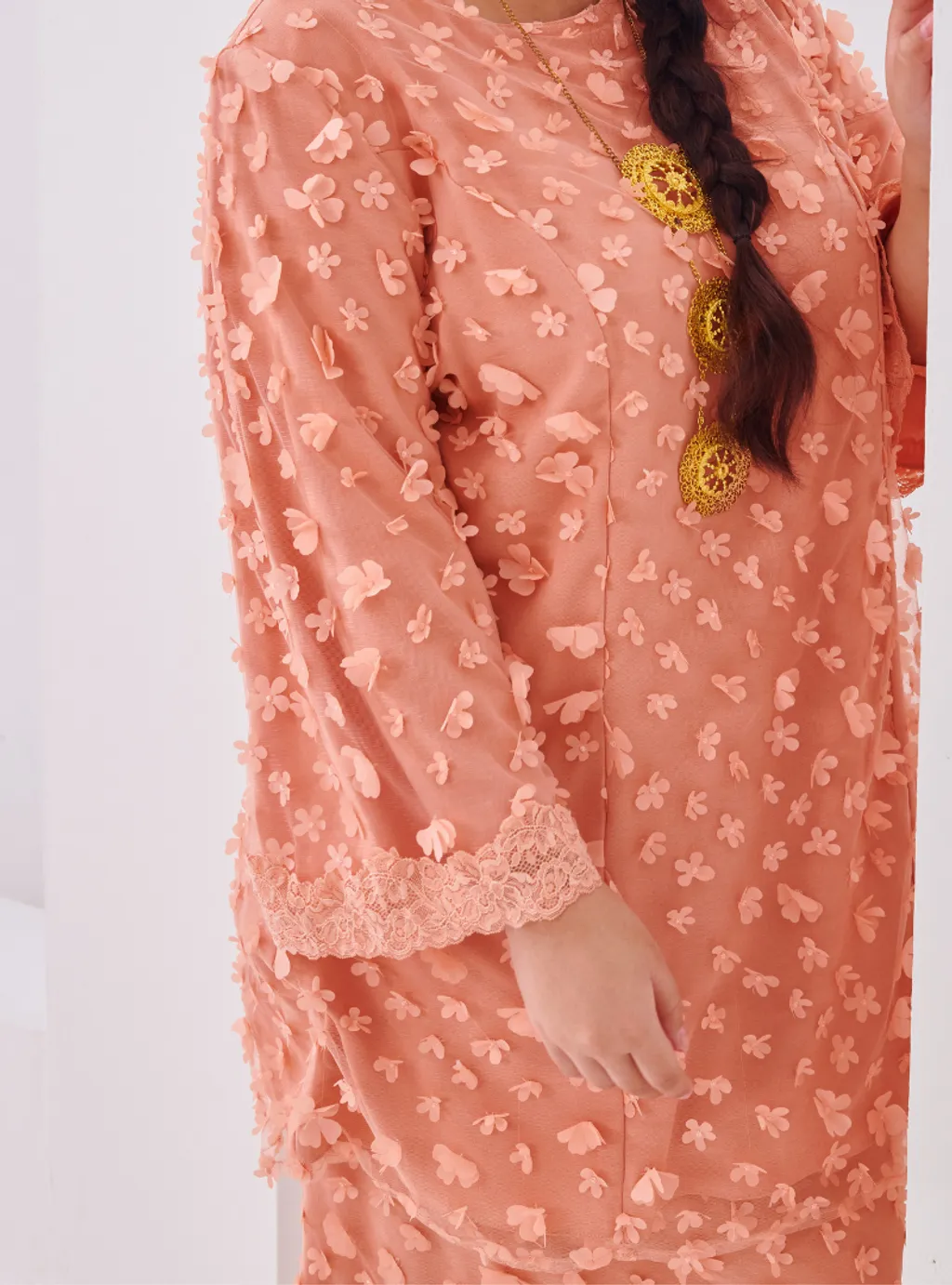 Setelan Tun Sharifah 3D Flower Lace Kurung