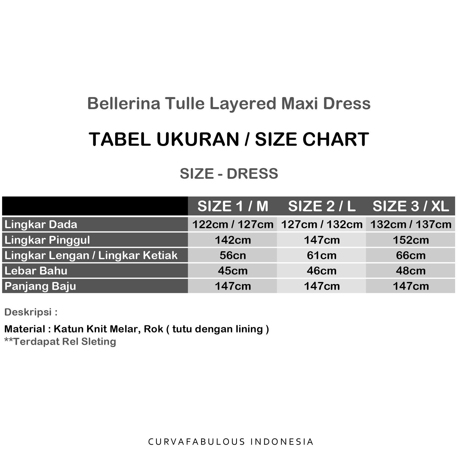 Curva Fabulous - Bellerina Tulle Layered Maxi Dress - CURVA FABULOUS INDONESIA - cotton, dress, knit, sale, tutu - Dresses