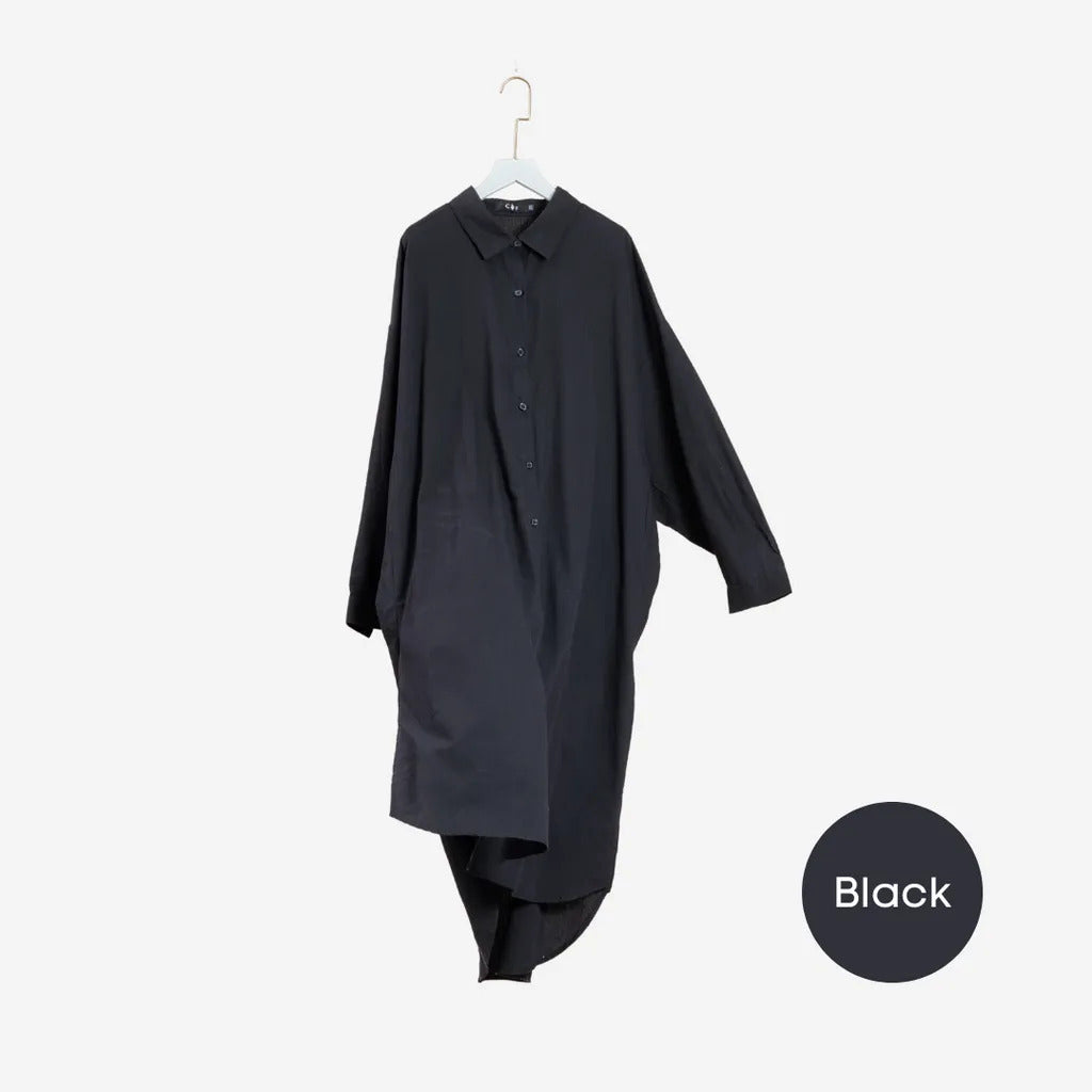 Longline Oversized Cotton Shirt Dress - Festive Series