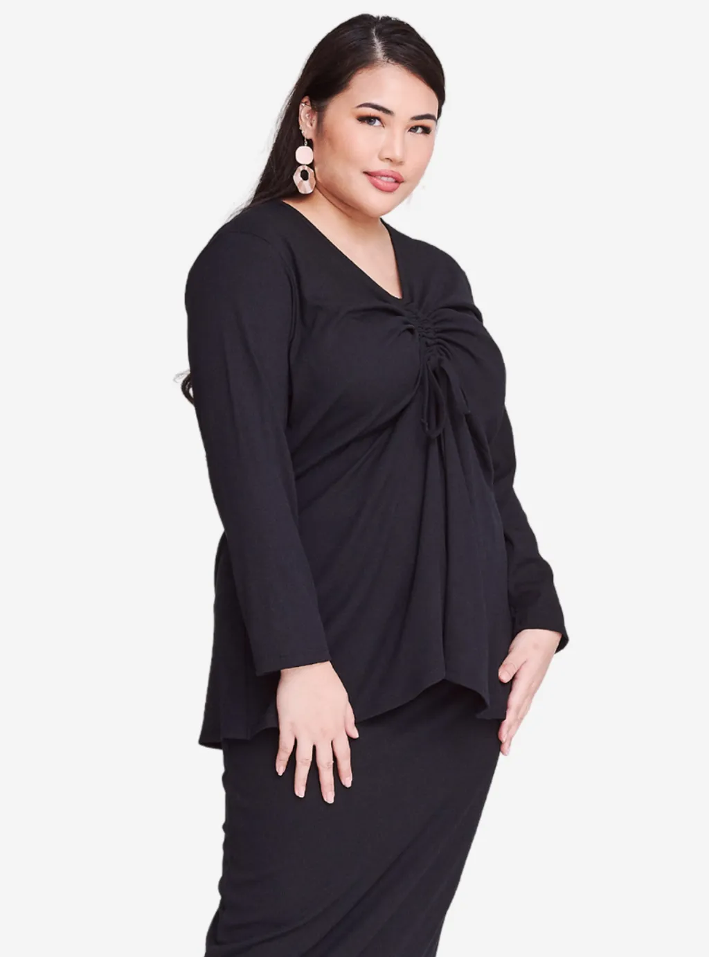Curva Fabulous - Megan Peplum Front Ruched Kurung - CURVA FABULOUS INDONESIA - Outfit Sets