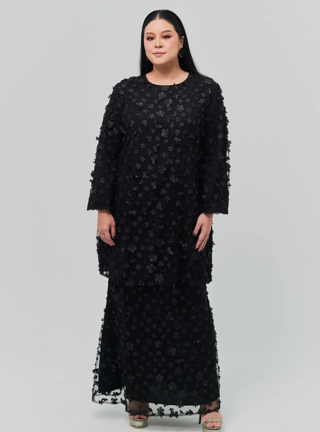 Setelan Tun Sharifah 3D Flower Lace Kurung