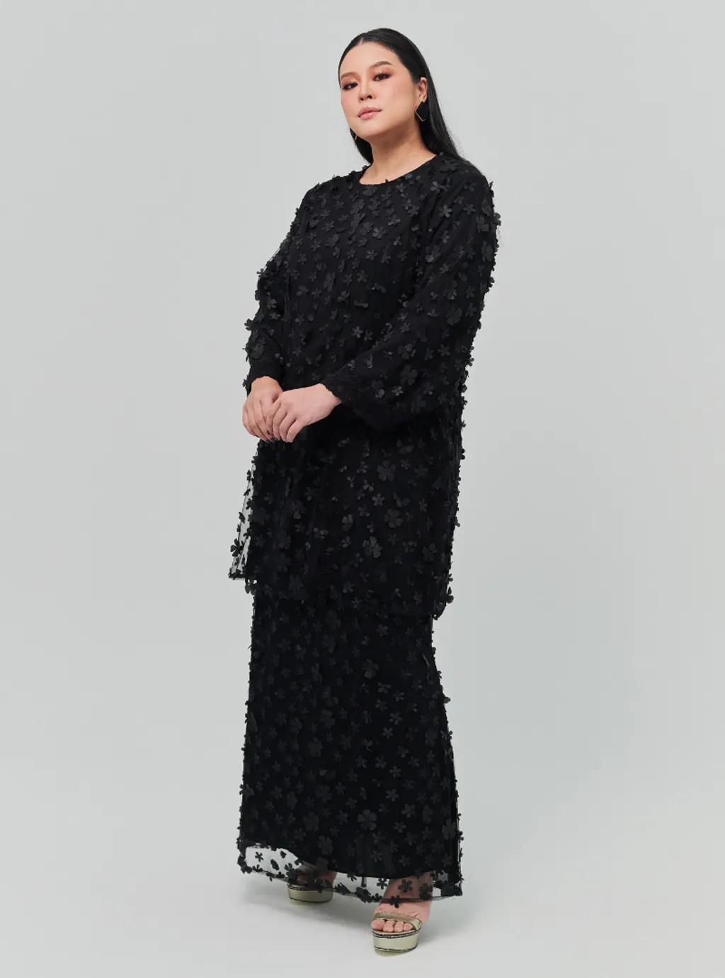 Setelan Tun Sharifah 3D Flower Lace Kurung