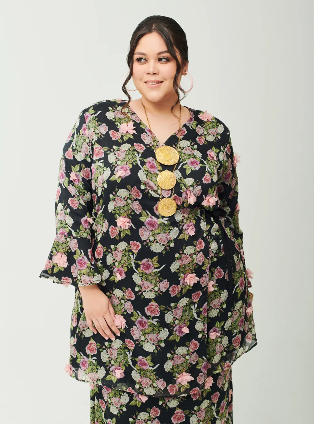 Setelan Tun Salma 3D Chiffon Fleur Wrap