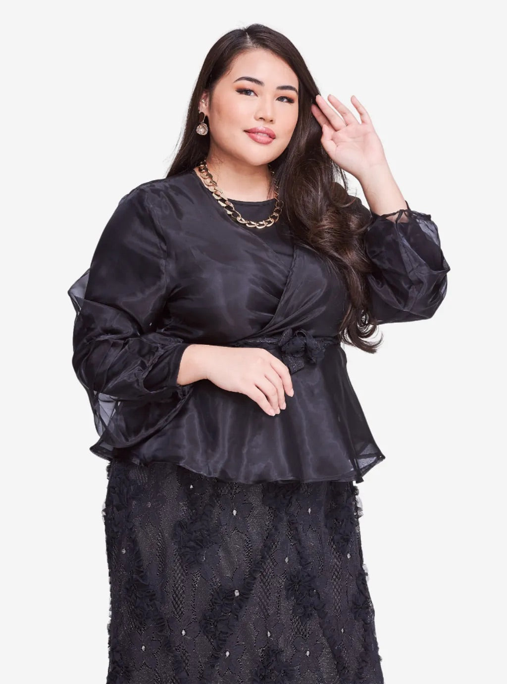 Curva Fabulous - Setelan Puff Sleeve Organza Lace - CURVA FABULOUS INDONESIA - Outfit Sets