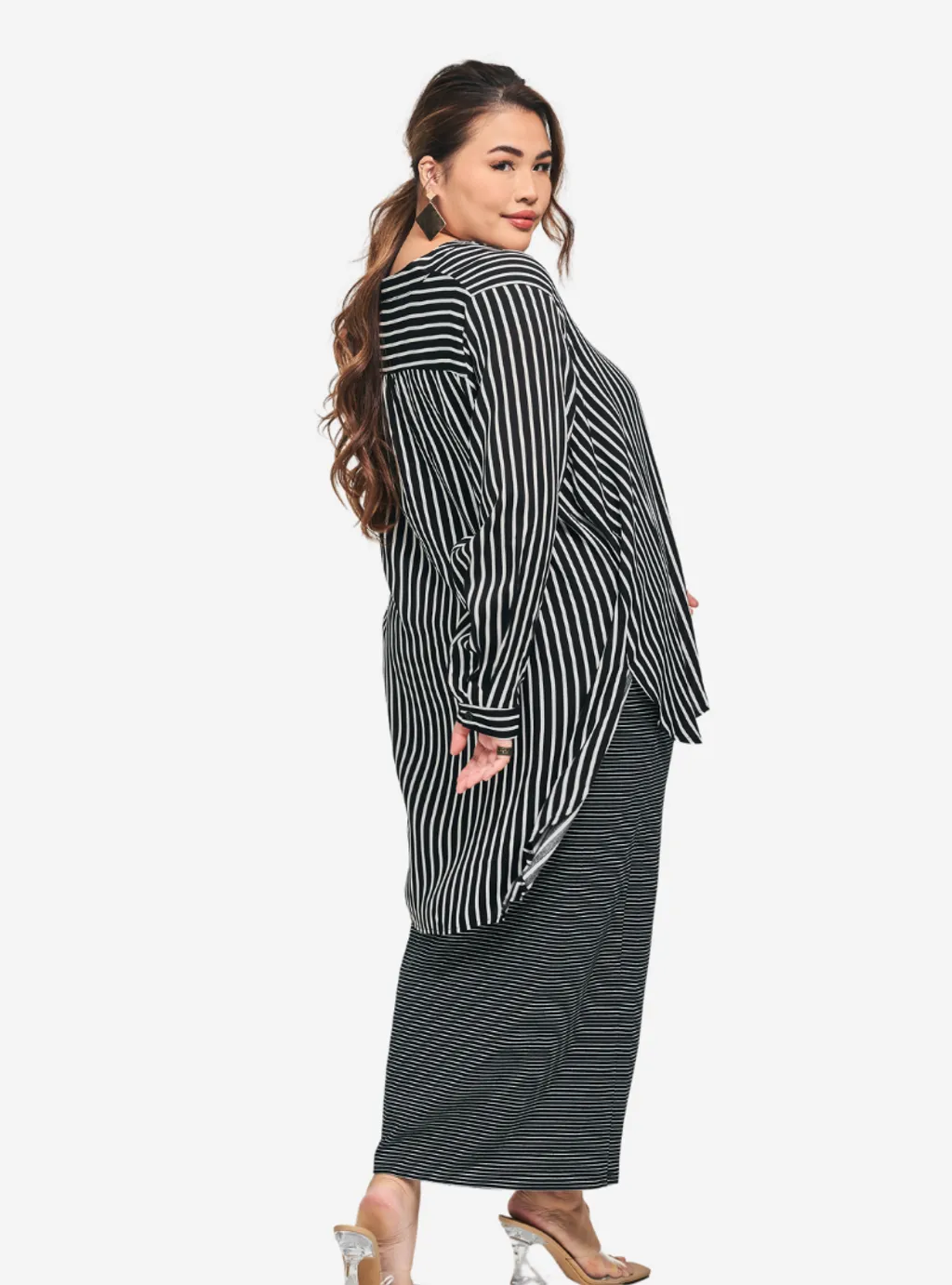 Kemeja Mandarin Collar Oversized Shirt - Striped Series