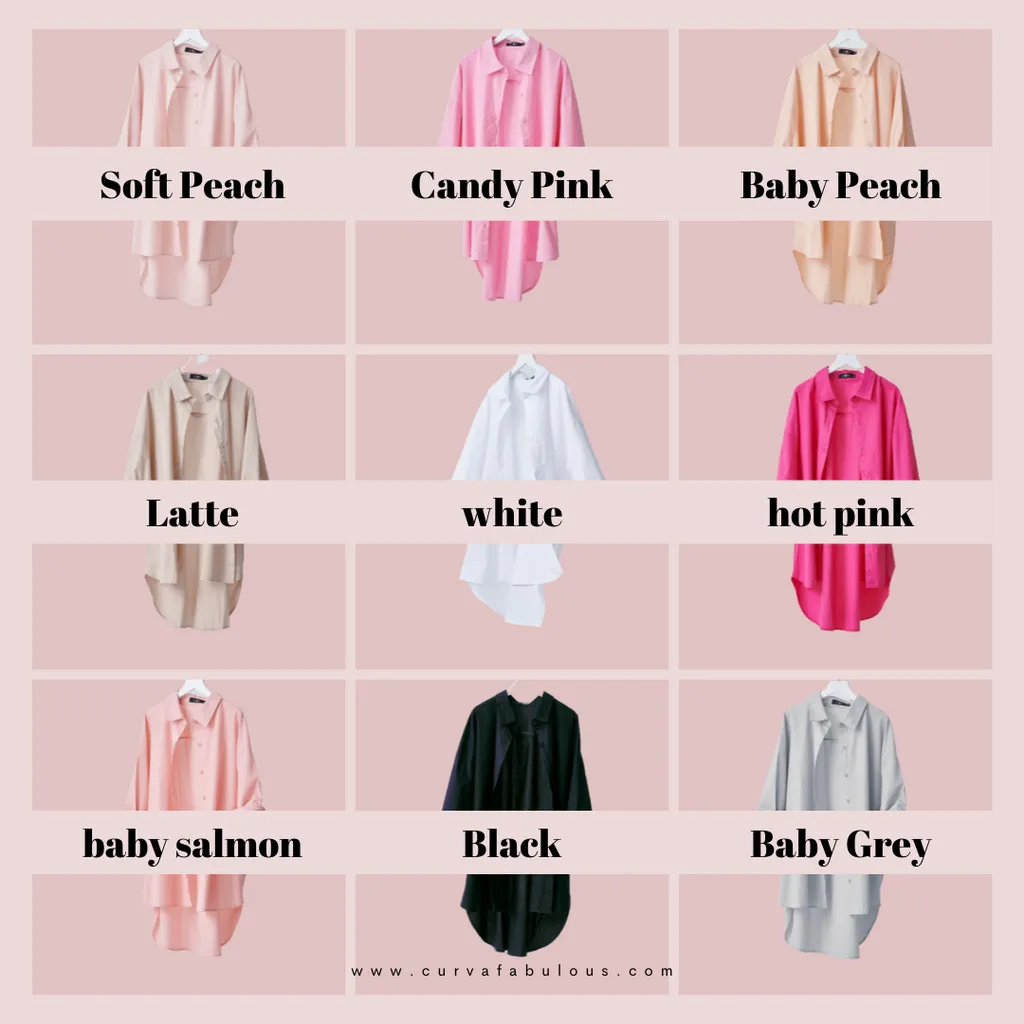 Curva Fabulous - Kemeja Dropped Shoulder Oversize Shirt - Pink Series - CURVA FABULOUS INDONESIA - Shirts & Tops