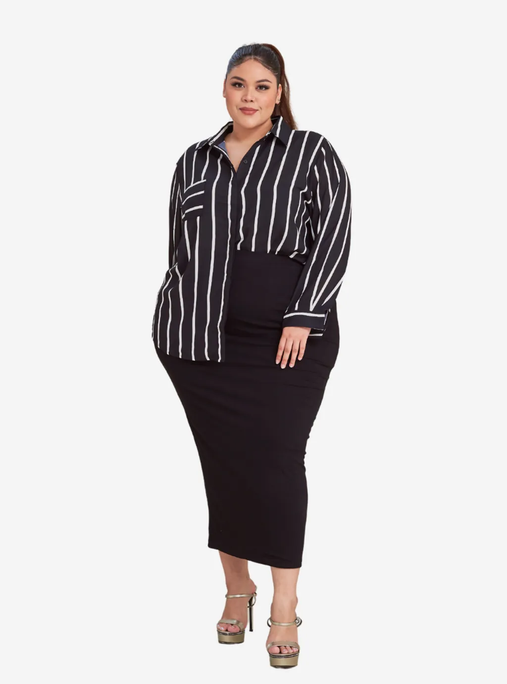 Curva Fabulous - Long Sleeve Striped Shirt - CURVA FABULOUS INDONESIA - Shirts & Tops