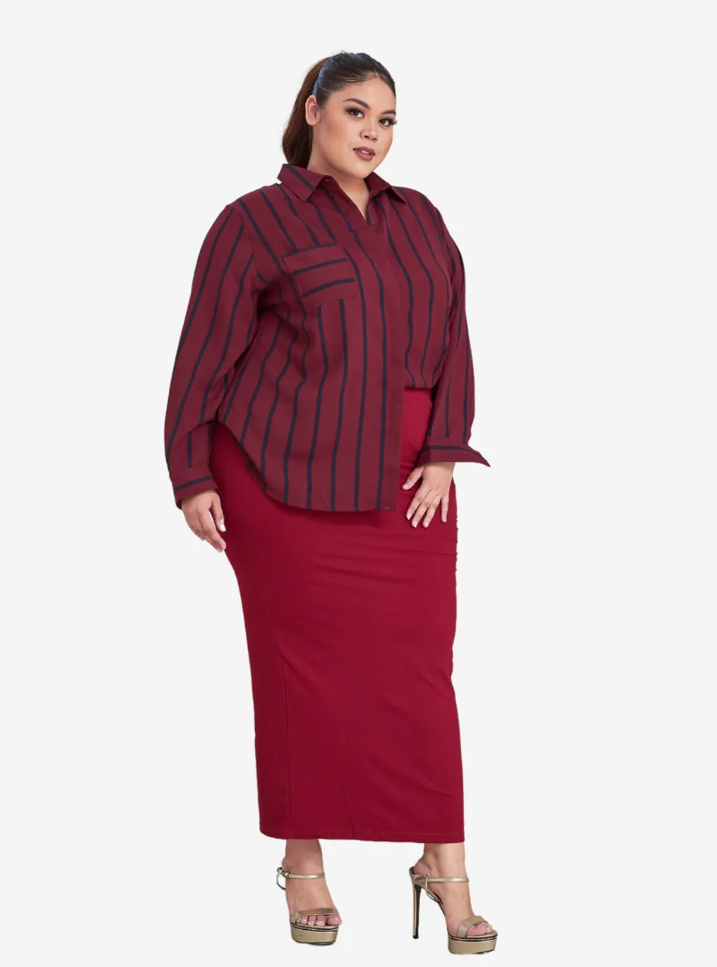 Curva Fabulous - Long Sleeve Striped Shirt - CURVA FABULOUS INDONESIA - Shirts & Tops