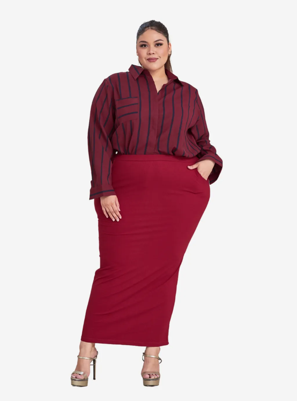 Curva Fabulous - Long Sleeve Striped Shirt - CURVA FABULOUS INDONESIA - Shirts & Tops