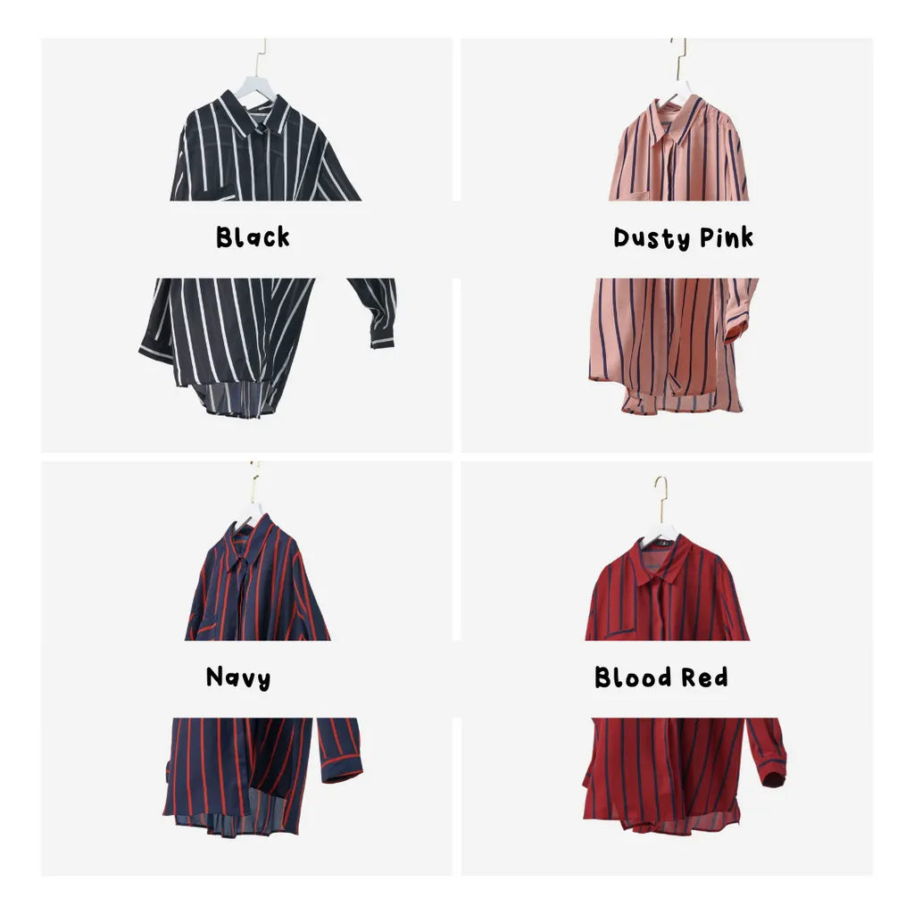 Curva Fabulous - Long Sleeve Striped Shirt - CURVA FABULOUS INDONESIA - Shirts & Tops