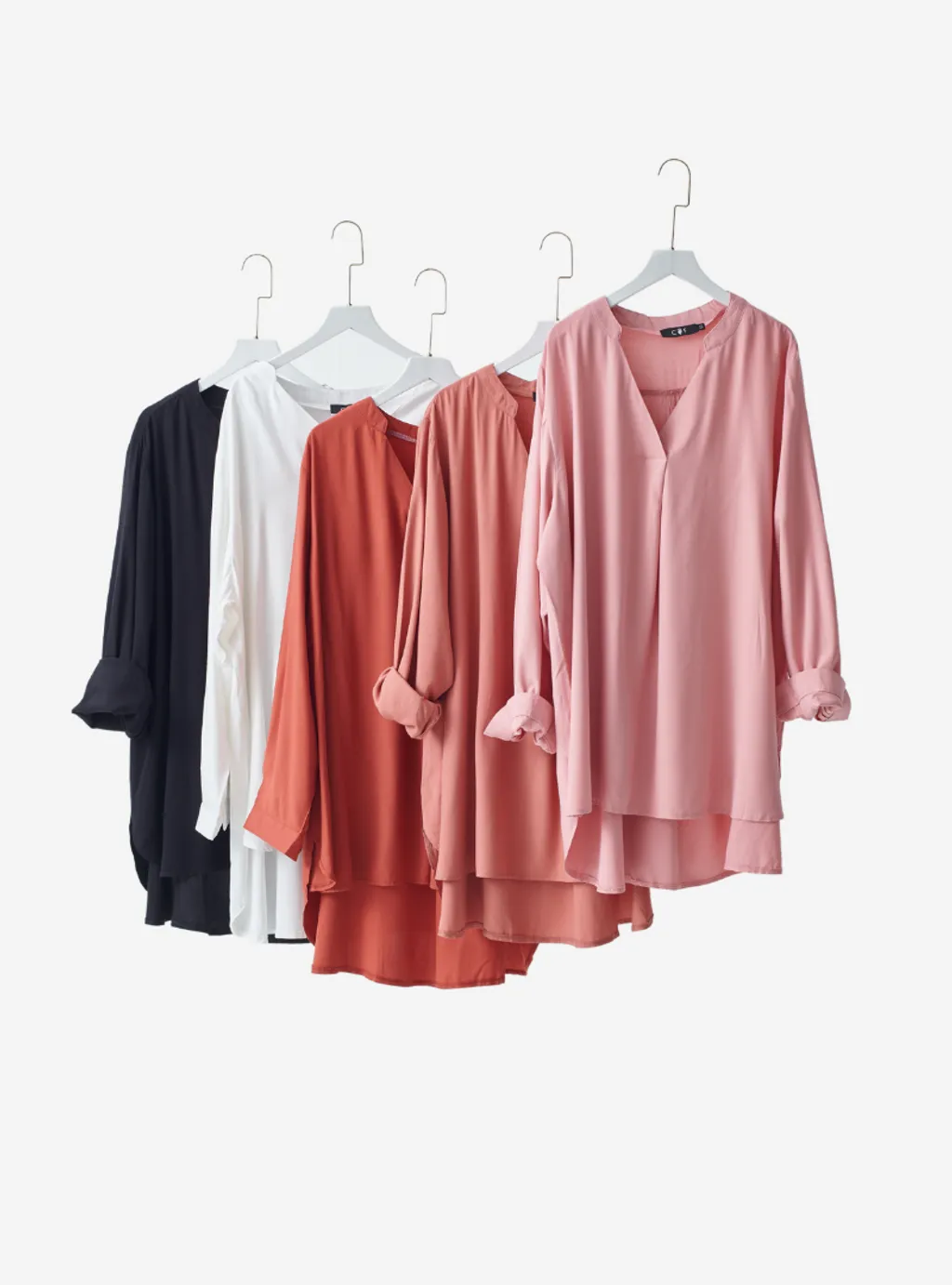 Curva Fabulous - Kemeja Mandarin Collar Shirt - Summer Series - CURVA FABULOUS INDONESIA - Shirts & Tops