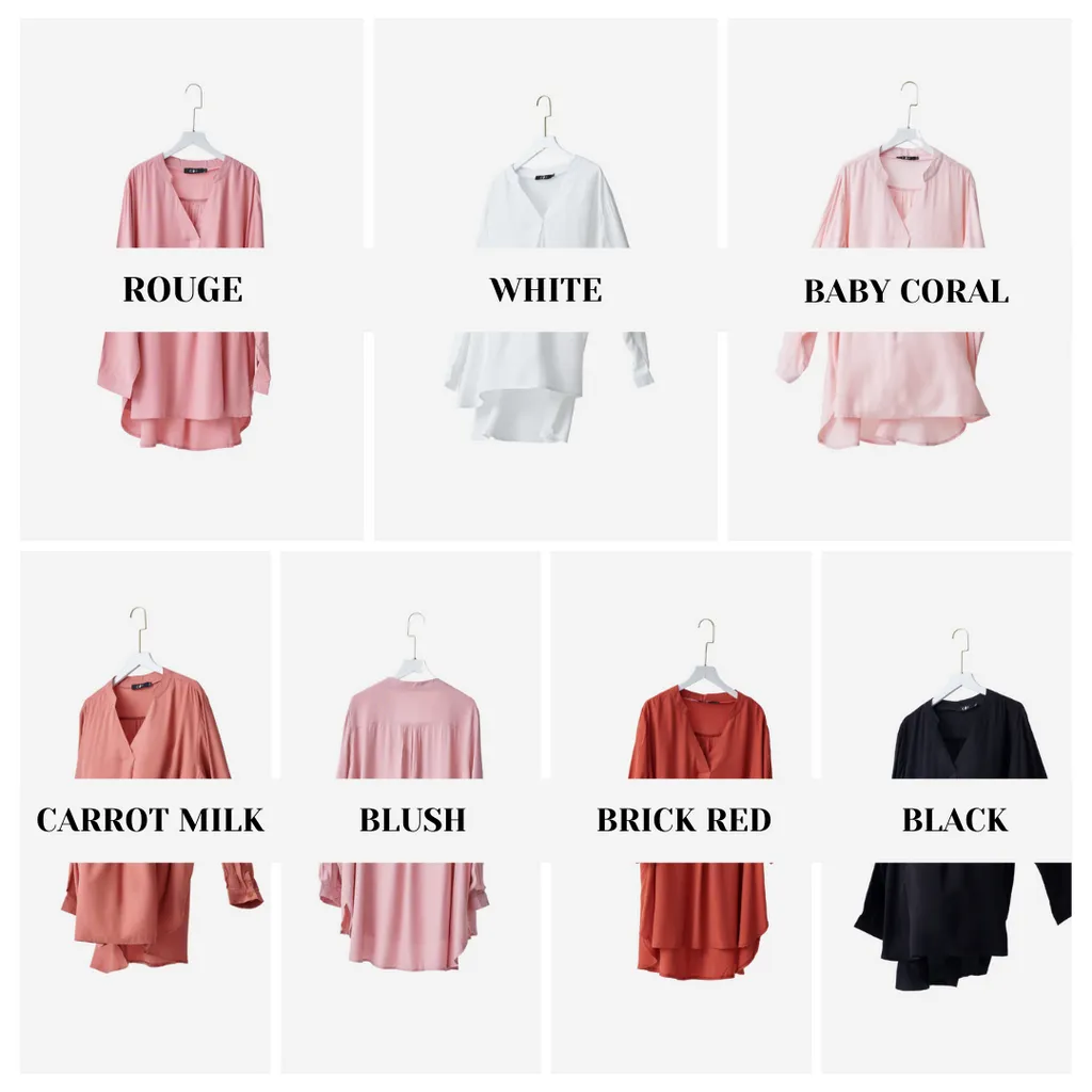 Curva Fabulous - Kemeja Mandarin Collar Shirt - Summer Series - CURVA FABULOUS INDONESIA - Shirts & Tops