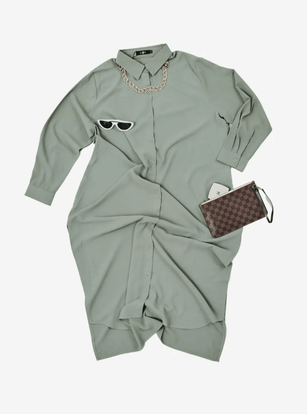 Curva Fabulous - Curva Oversized Shirt Dress - Jade Palette Series - CURVA FABULOUS INDONESIA - casual, dress, formal, green, shirt dress, Viscose, work wear - Dresses