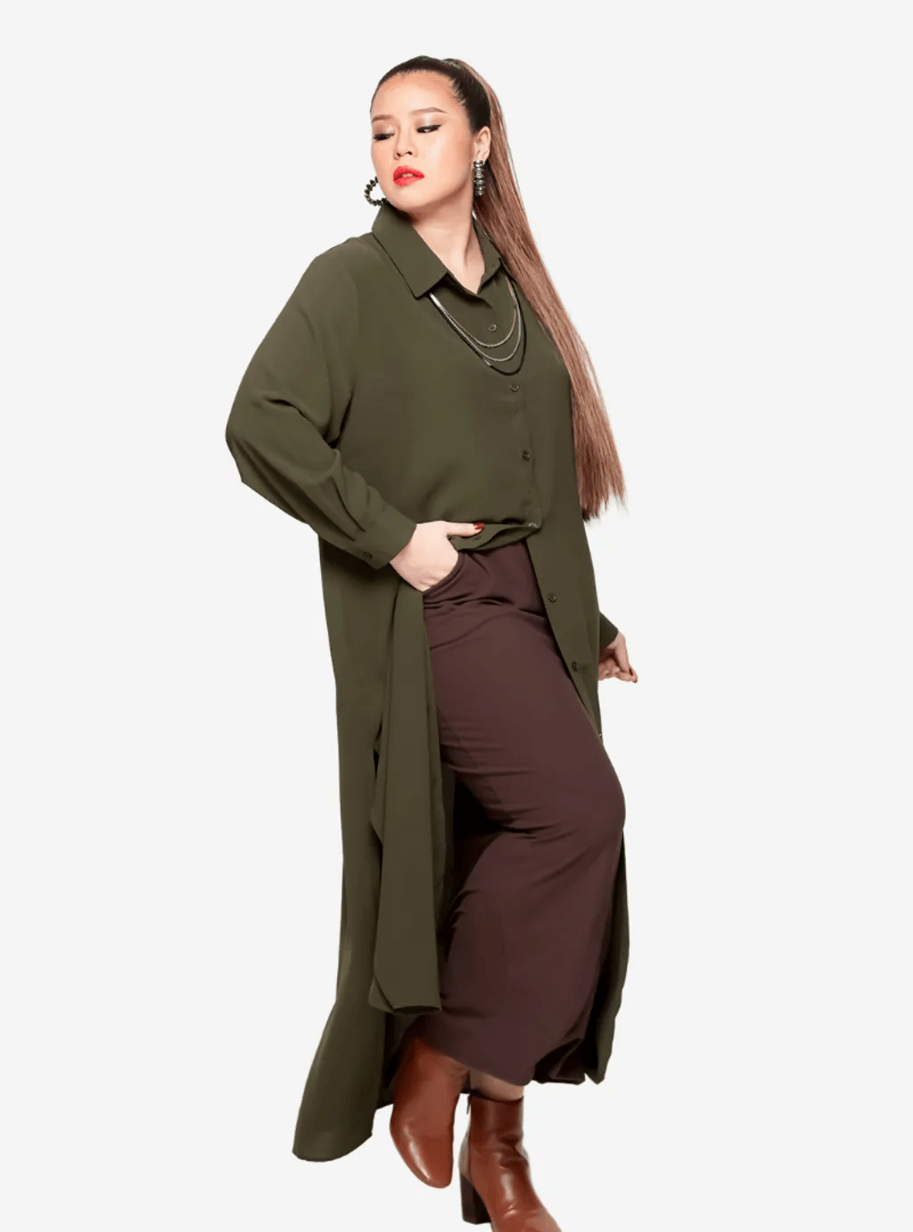 Curva Fabulous - Curva Oversized Shirt Dress - Jade Palette Series - CURVA FABULOUS INDONESIA - casual, dress, formal, green, shirt dress, Viscose, work wear - Dresses