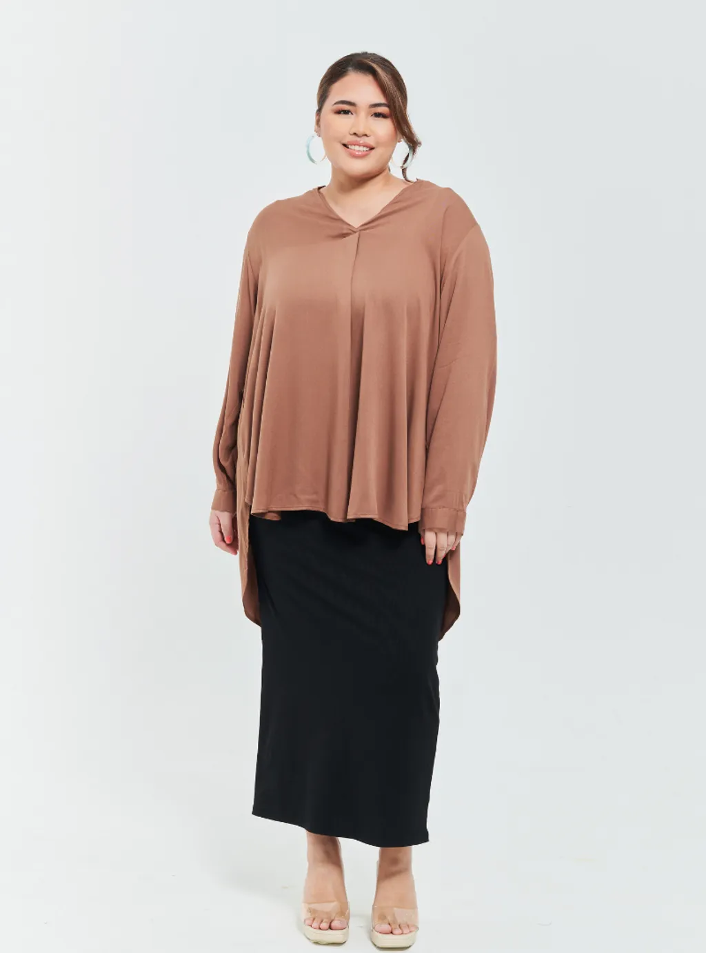 Kemeja Mandarin Collar Oversized shirt - Earthy Tone