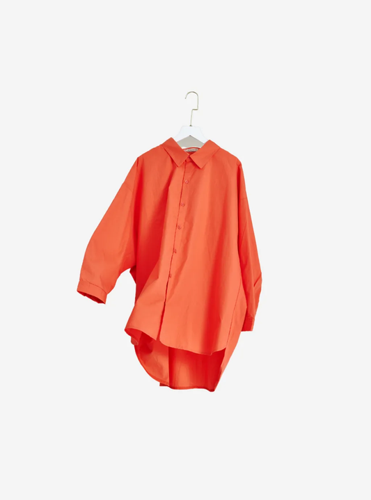 Kemeja Dropped Shoulder Oversize Shirt - ORANGE - AS IS