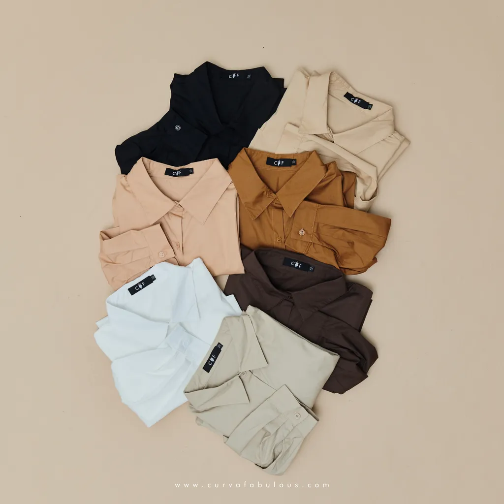 Curva Fabulous - Kemeja Dropped Shoulder Oversize Shirt - Nude Series - Earth Tone - CURVA FABULOUS INDONESIA - Shirts & Tops