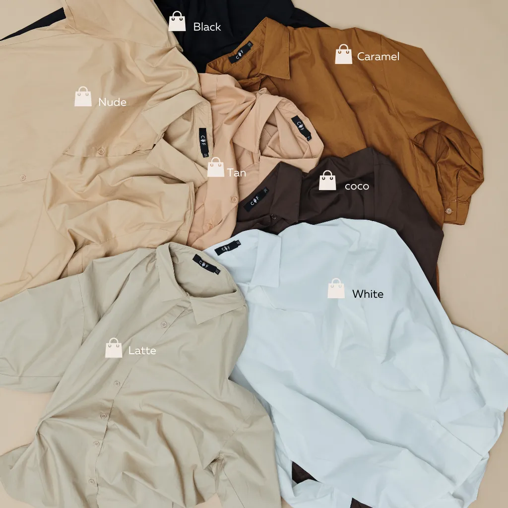 Curva Fabulous - Kemeja Dropped Shoulder Oversize Shirt - Nude Series - Earth Tone - CURVA FABULOUS INDONESIA - Shirts & Tops