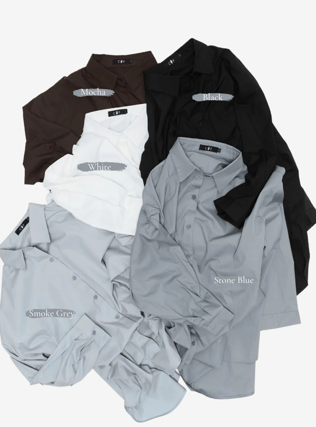 Curva Fabulous - Kemeja Dropped Shoulder Oversize Shirt - Shades Of Grey - CURVA FABULOUS INDONESIA - Shirts & Tops