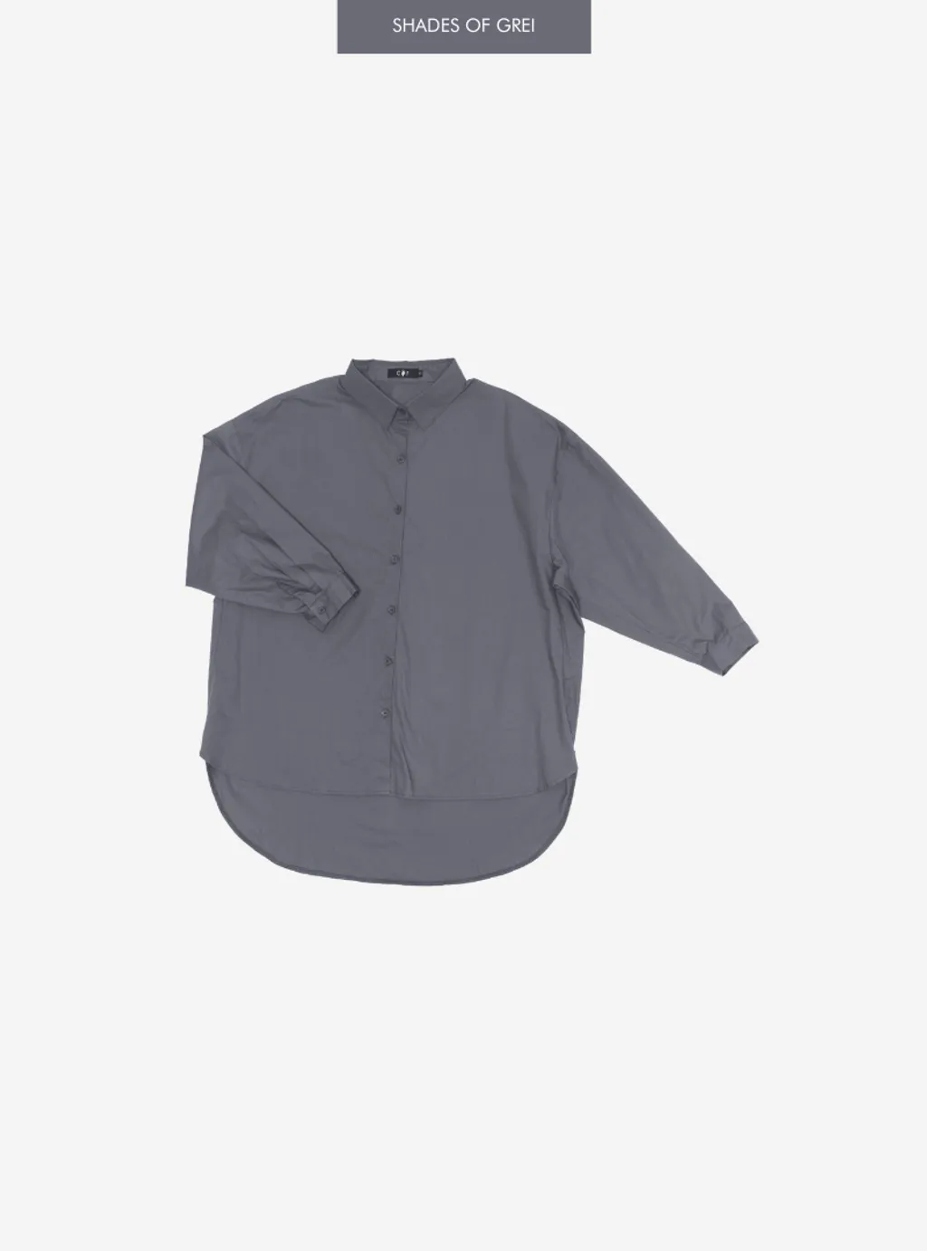 Curva Fabulous - Kemeja Dropped Shoulder Oversize Shirt - Shades Of Grey - CURVA FABULOUS INDONESIA - Shirts & Tops