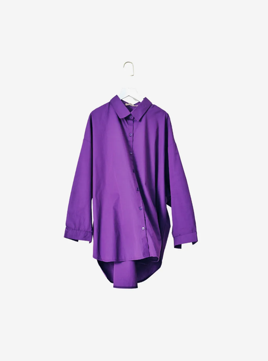 Kemeja Dropped Shoulder Oversize Shirt - PURPLE - AS IS