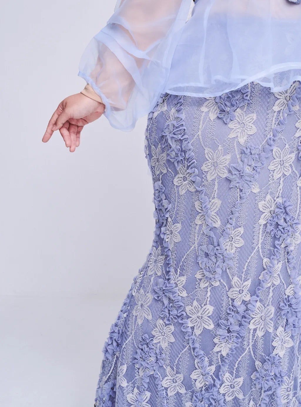 Curva Fabulous - Setelan Puff Sleeve Organza Lace - CURVA FABULOUS INDONESIA - Outfit Sets