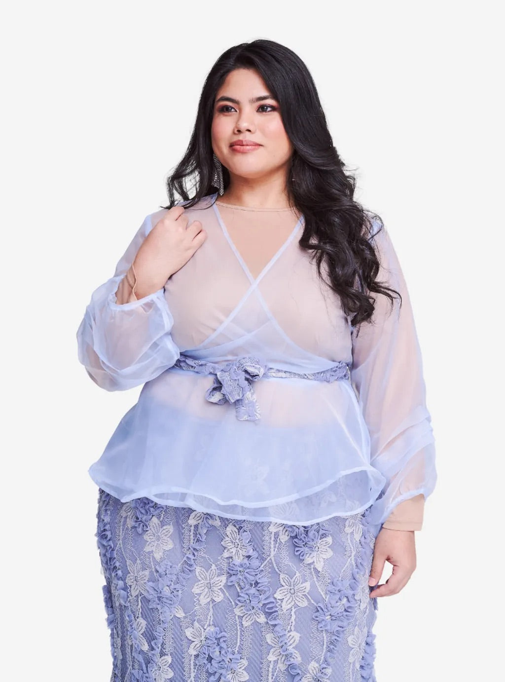 Curva Fabulous - Setelan Puff Sleeve Organza Lace - CURVA FABULOUS INDONESIA - Outfit Sets