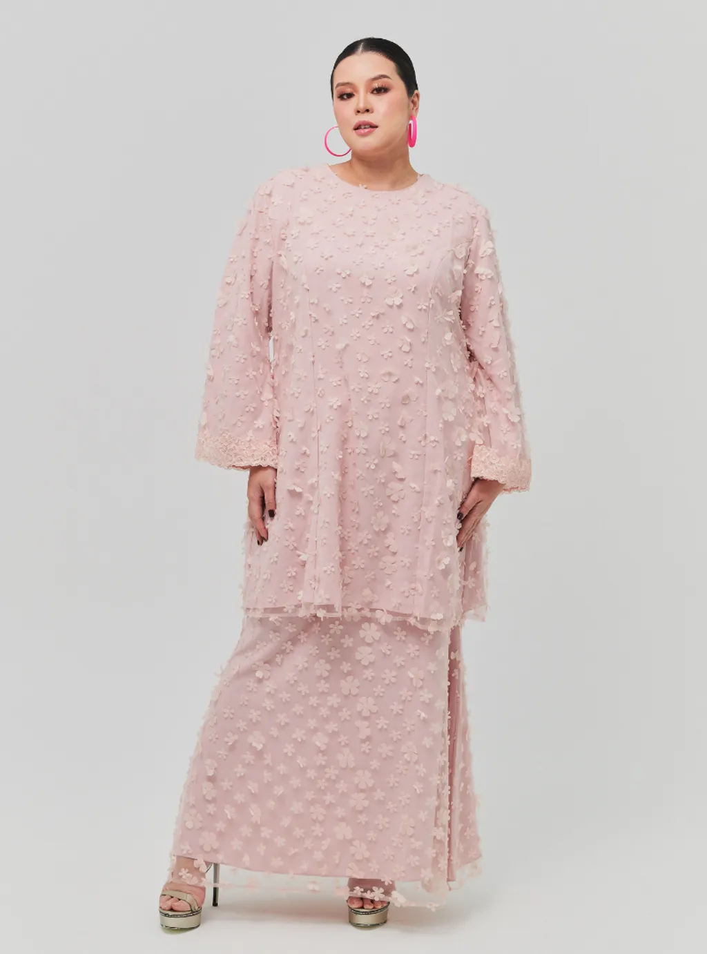 Setelan Tun Sharifah 3D Flower Lace Kurung