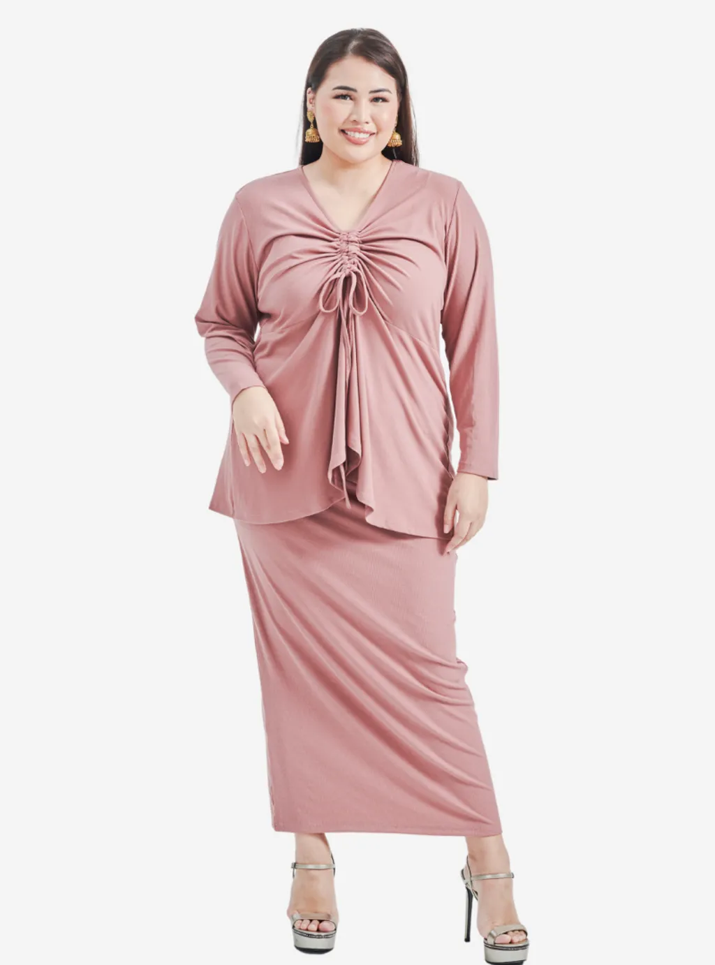 Curva Fabulous - Megan Peplum Front Ruched Kurung - CURVA FABULOUS INDONESIA - Outfit Sets