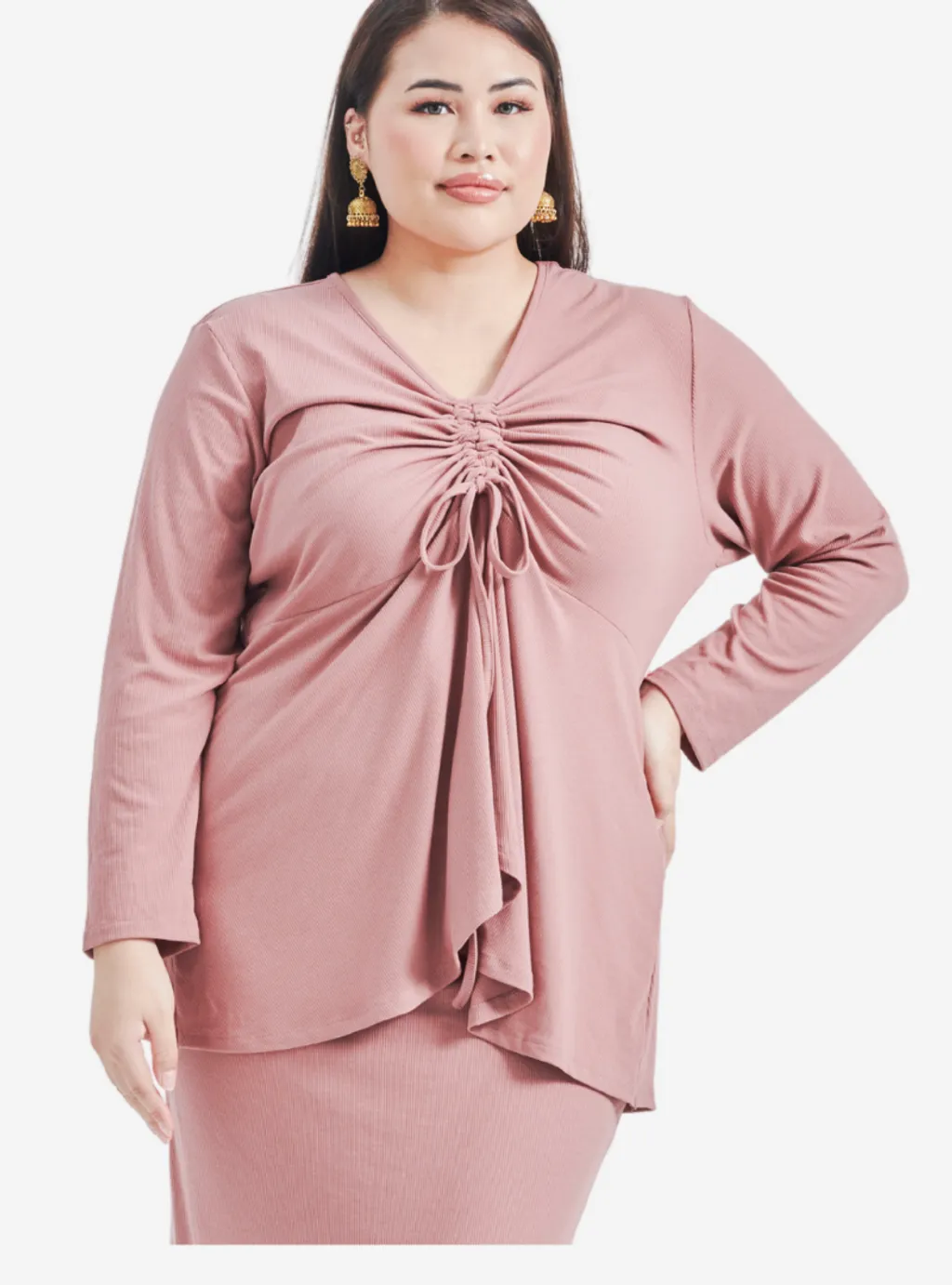 Curva Fabulous - Megan Peplum Front Ruched Kurung - CURVA FABULOUS INDONESIA - Outfit Sets
