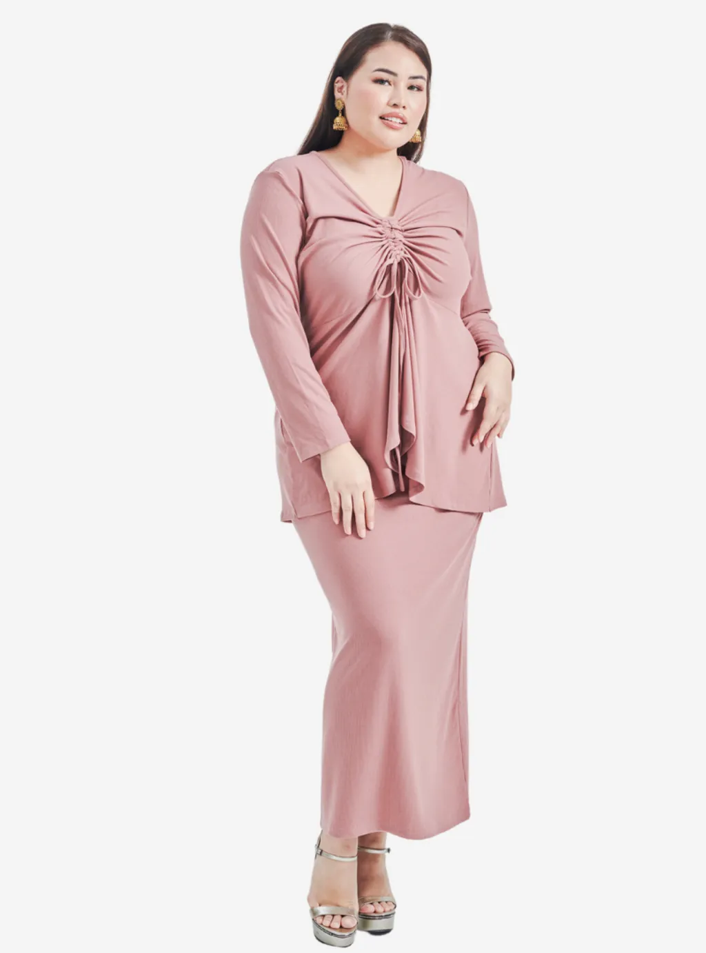 Curva Fabulous - Megan Peplum Front Ruched Kurung - CURVA FABULOUS INDONESIA - Outfit Sets