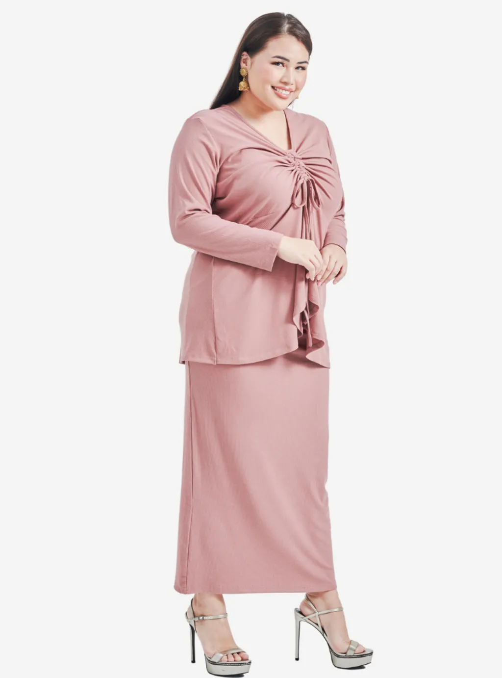 Curva Fabulous - Megan Peplum Front Ruched Kurung - CURVA FABULOUS INDONESIA - Outfit Sets