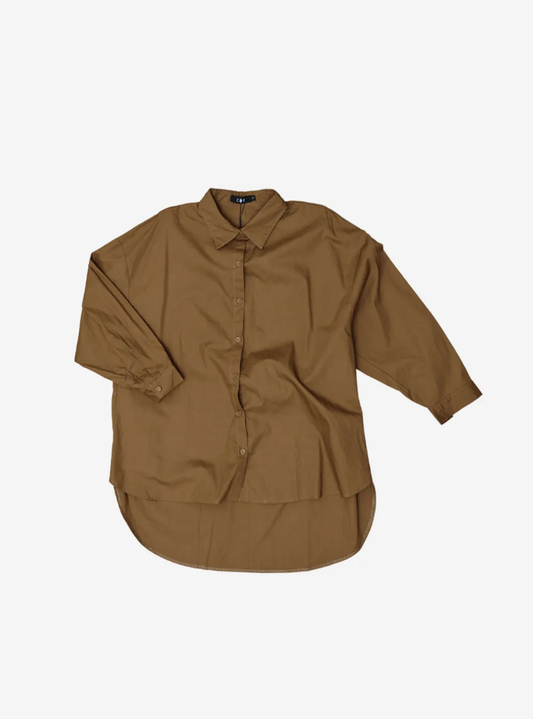 Curva Fabulous - Kemeja Dropped Shoulder Oversize Shirt - Nude Series - Earth Tone - CURVA FABULOUS INDONESIA - Shirts & Tops