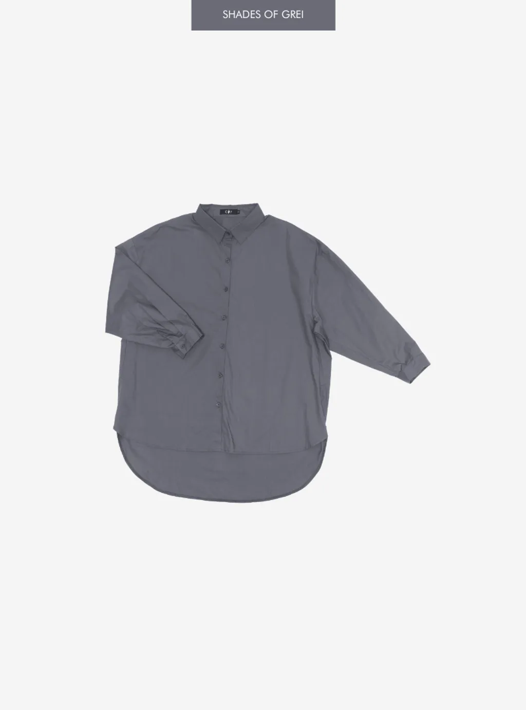 Curva Fabulous - Kemeja Dropped Shoulder Oversize Shirt - Shades Of Grey - CURVA FABULOUS INDONESIA - Shirts & Tops