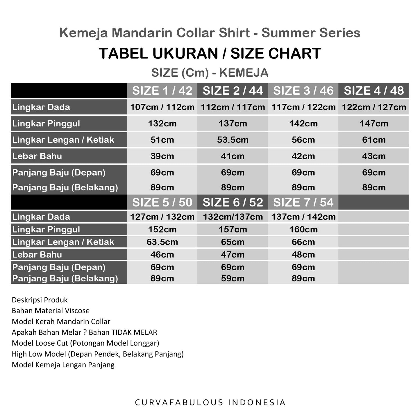 Kemeja Mandarin Collar Shirt - Summer Series