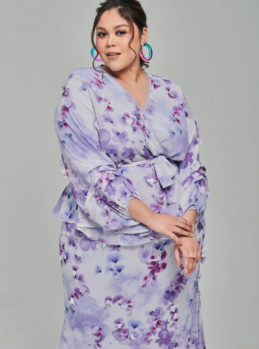 Tun Hamidah 3D Fleur Chiffon Wrap Kurung