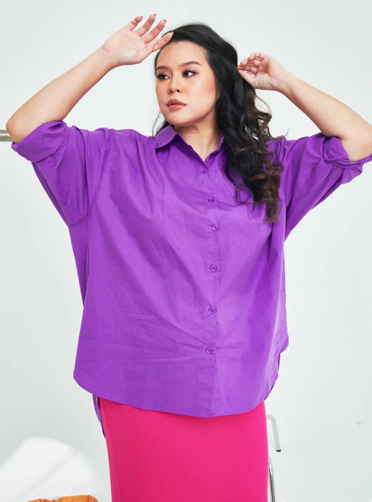 Kemeja Dropped Shoulder Oversize Shirt - LILAC - AS IS