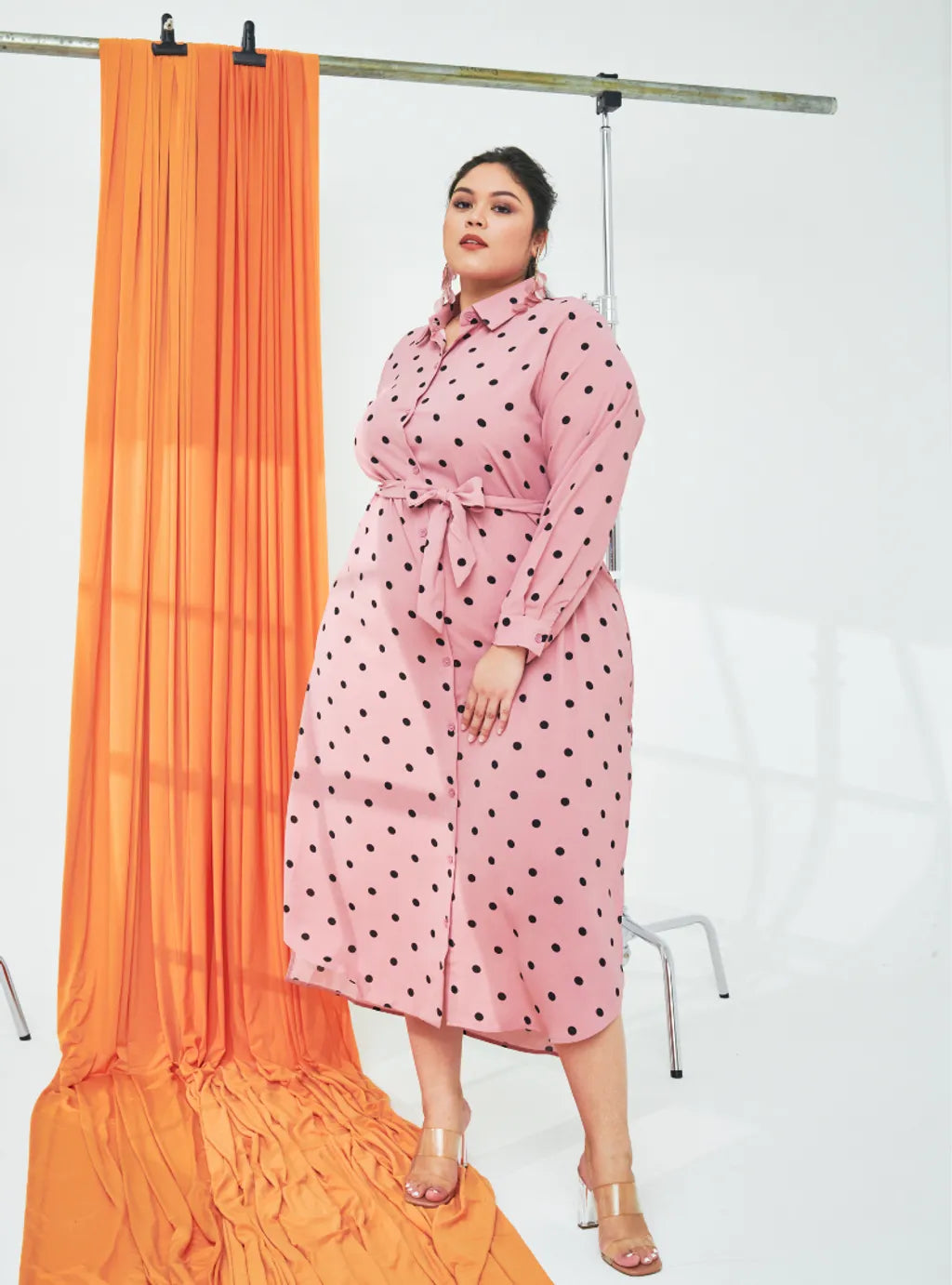 Longline Printed Shirt Dress - The Dotted Series