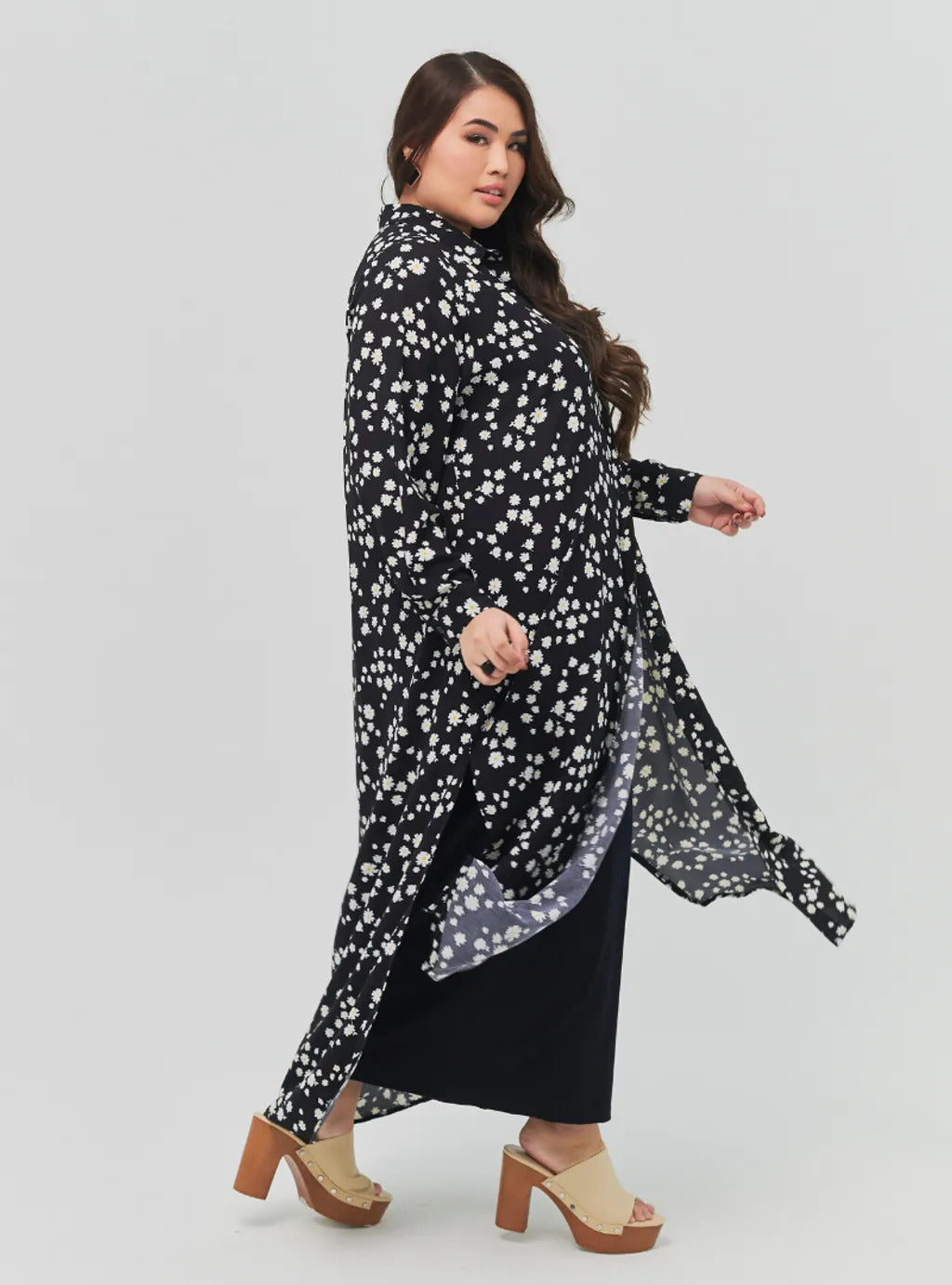 Longline Printed Shirt Dress - The Flower Series